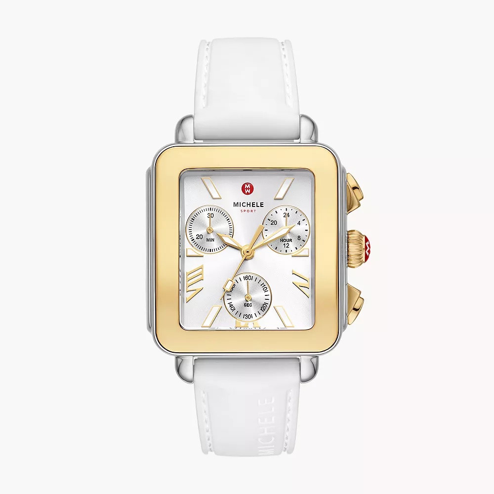 Picture of Michele Deco Sport Chrono Gold-Plated/White Silicone Watch