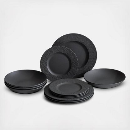 Picture of Villeroy & Boch Manufacture Rock 12PC Dinnerware Set - Black