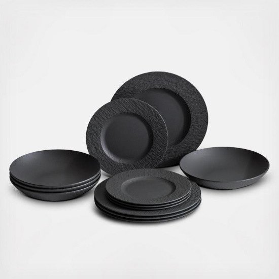 Picture of Villeroy & Boch Manufacture Rock 12PC Dinnerware Set - Black