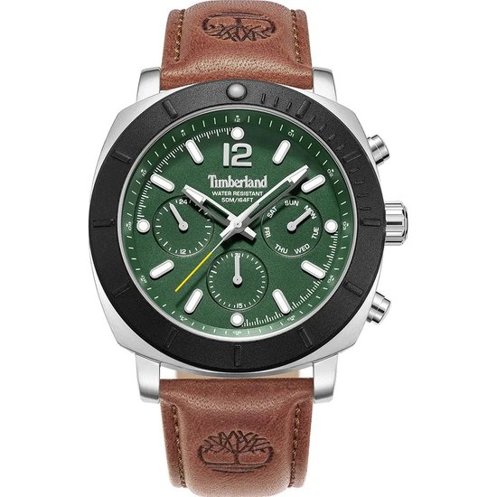 Picture of Timberland Pyperville Watch with Green Dial/Dark Brown Leather