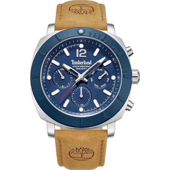 Picture of Timberland Pyperville Watch with Dark Blue Dial/Tan Leather