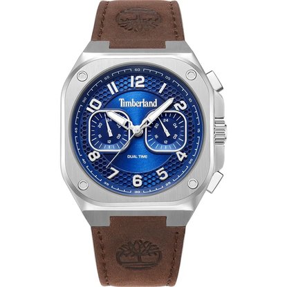 Picture of Timberland Mackinac Watch with Blue Dial and Brown Leather