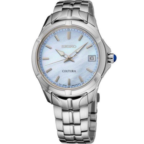 Picture of Seiko Coutura Quartz Steel Watch with Light Blue MOP