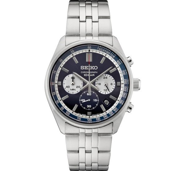 Picture of Seiko Essentials Stainless Steel Chronograph with Blue Dial