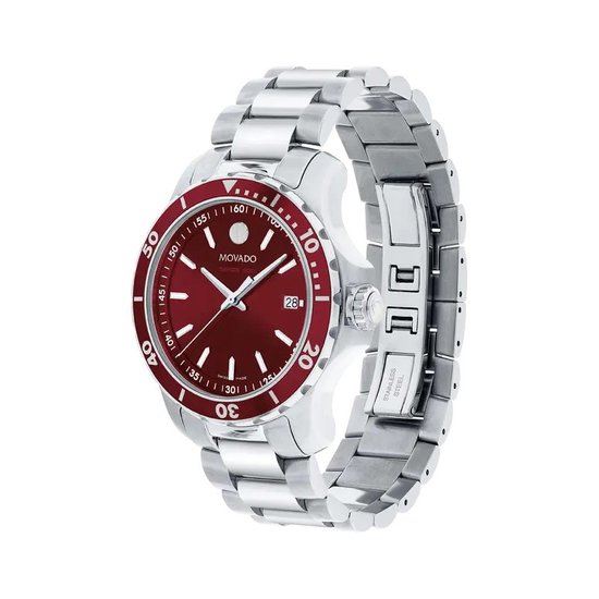 Picture of Movado Series 800 Silver-Tone Watch with Red Dial