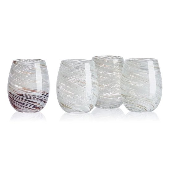 Picture of Mikasa Set of Four Color Swirl 16-oz. Stemless Wine Glasses
