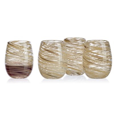 Picture of Mikasa Set of Four Color Swirl 16-oz. Stemless Wine Glasses