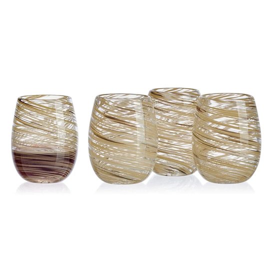 Picture of Mikasa Set of Four Color Swirl 16-oz. Stemless Wine Glasses