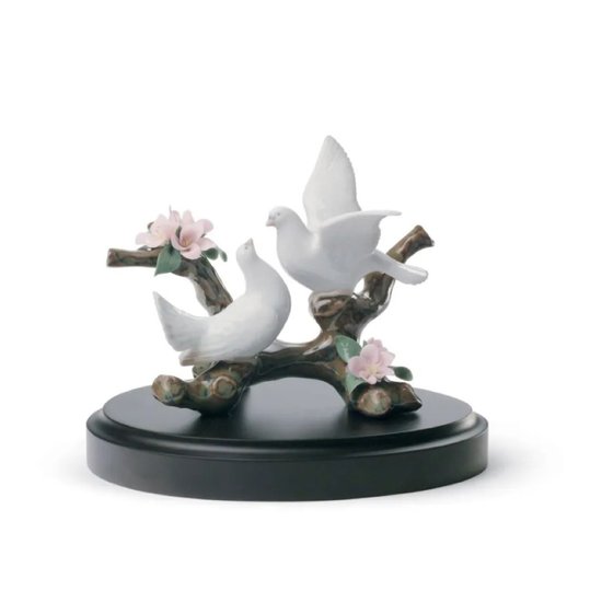 Picture of Lladro Doves on a Cherry Tree Figurine