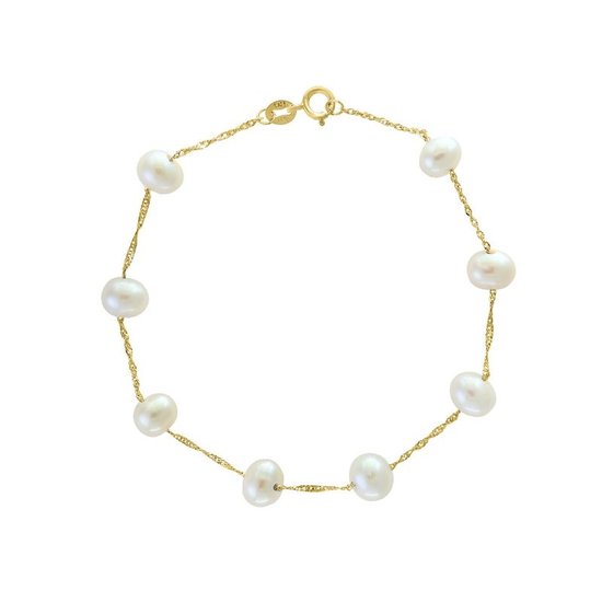 Picture of Lali 14-Karat Yellow Gold White Fresh Water Pearl Bracelet