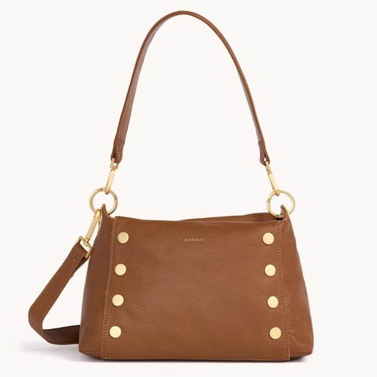 Picture of Hammitt Medium Bryant - Mahogany Pebble/Brushed Gold/Red Zip