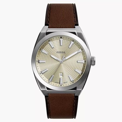 Picture of Fossil Everett Three-Hand Date Brown Leather Watch