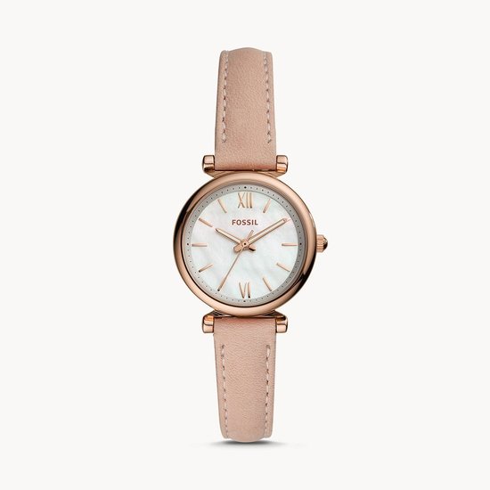 Picture of Fossil Carlie Mini Three-Hand Watch with Blush Leather