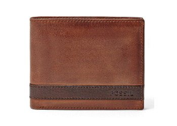Picture of Fossil Quinn Flip ID Bifold Leather Wallet - Brown