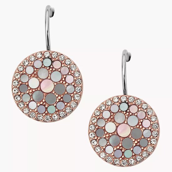 Picture of Fossil Mosaic Mother-of-Pearl Disc Drop Earrings