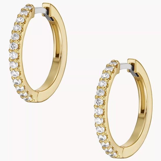 Picture of Fossil Ellis Pav‚ Glitz Gold-Tone Brass Hoop Earrings