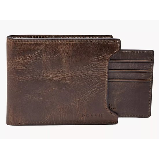 Picture of Fossil Derrick Leather RFID Sliding 2-in-1 Wallet - Brown