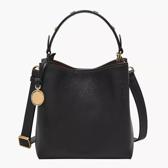 Picture of Fossil Jessie Leather Small Bucket Crossbody Bag - Black