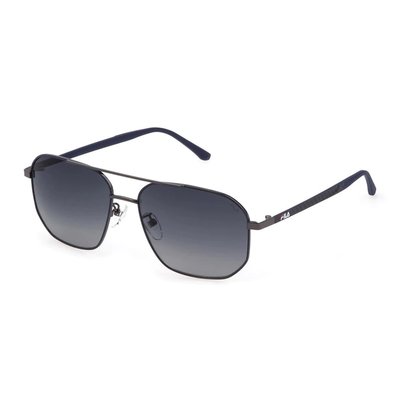 Picture of FILA Glossy Black Pilot Sunglasses with Gradient Blue Lens