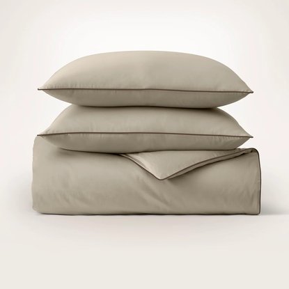 Picture of Boll & Branch Signature Piped Edge Duvet Set- Oak/Wlnut, K/Cal