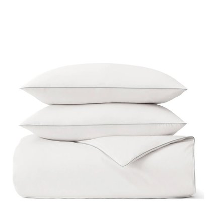Picture of Boll & Branch Signature Piped Edge Duvet Set- Wht/Shore, K/Cal