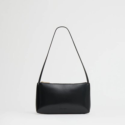 Picture of Mansur Gavriel Gaia Shoulder Bag - Black/Flamma