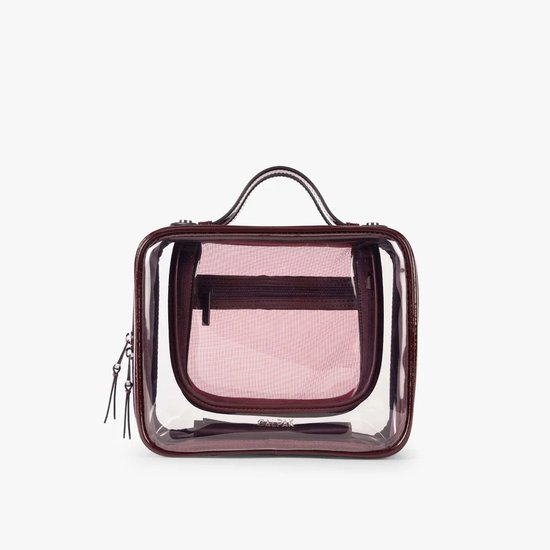 Picture of Calpak Medium Clear Cosmetics Case - Glazed Dark Cherry