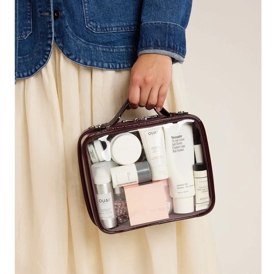 Picture of Calpak Medium Clear Cosmetics Case - Glazed Dark Cherry
