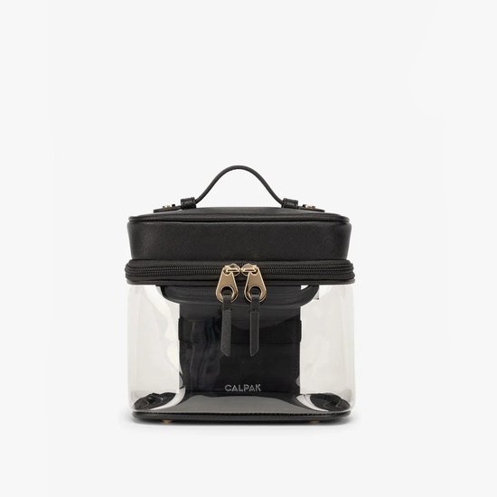 Picture of Calpak Clear Train Case with Top Compartment - Black