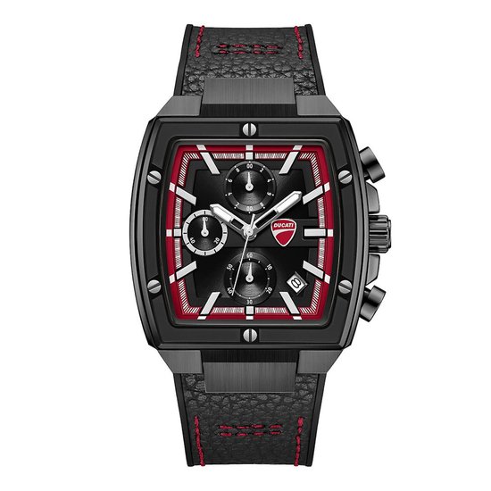 Picture of Ducati Men's Tonneau Chronograph Watch - Black/Red Dial