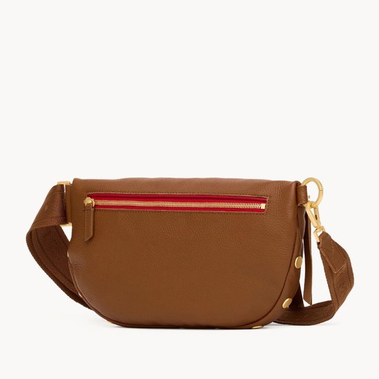 Picture of Hammitt Charles Crossbody Large - Mahogany/Brush Gold Red Zip