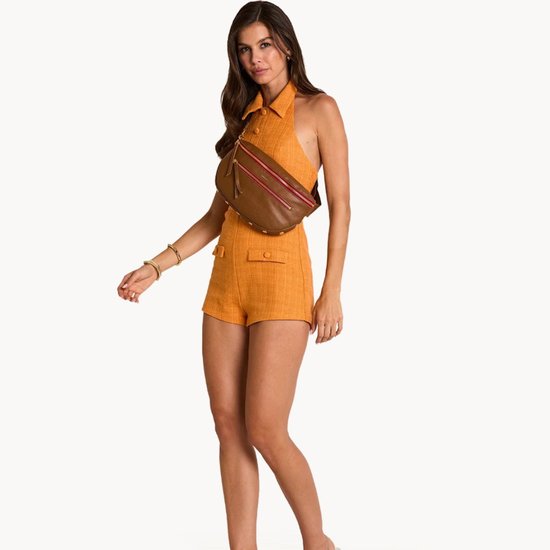 Picture of Hammitt Charles Crossbody Large - Mahogany/Brush Gold Red Zip