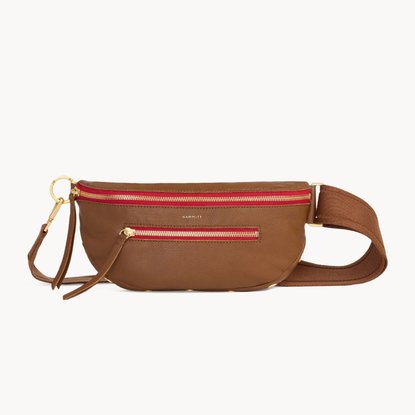 Picture of Hammitt Charles Crossbody Medium - Mahogany/Brush Gold Red Zip