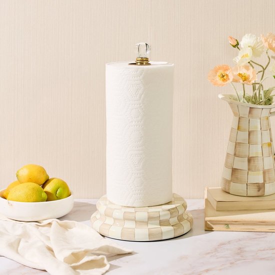 Picture of MacKenzie-Childs Mocha Check Paper Towel Holder