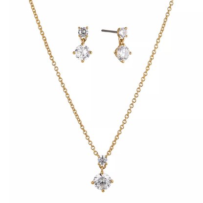 Picture of Nadri Solitaire Necklace/Earring Set - Gold
