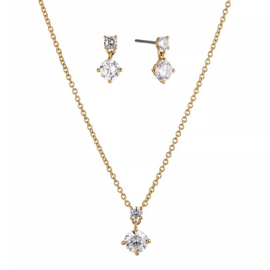 Picture of Nadri Solitaire Necklace/Earring Set - Gold