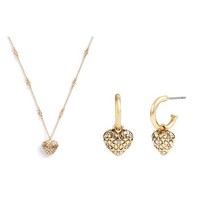Picture of Coach Quilted Heart Pendant & Earrings Set